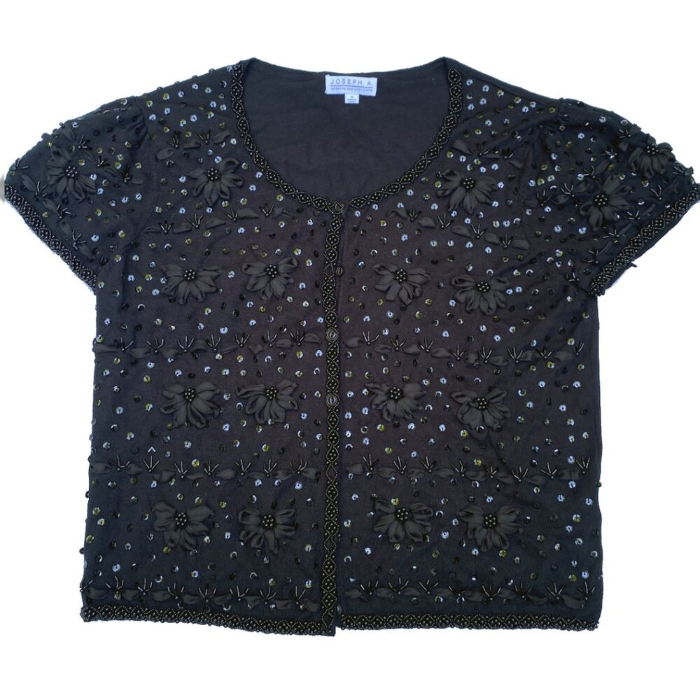 Joseph A beaded black cropped cardigan M